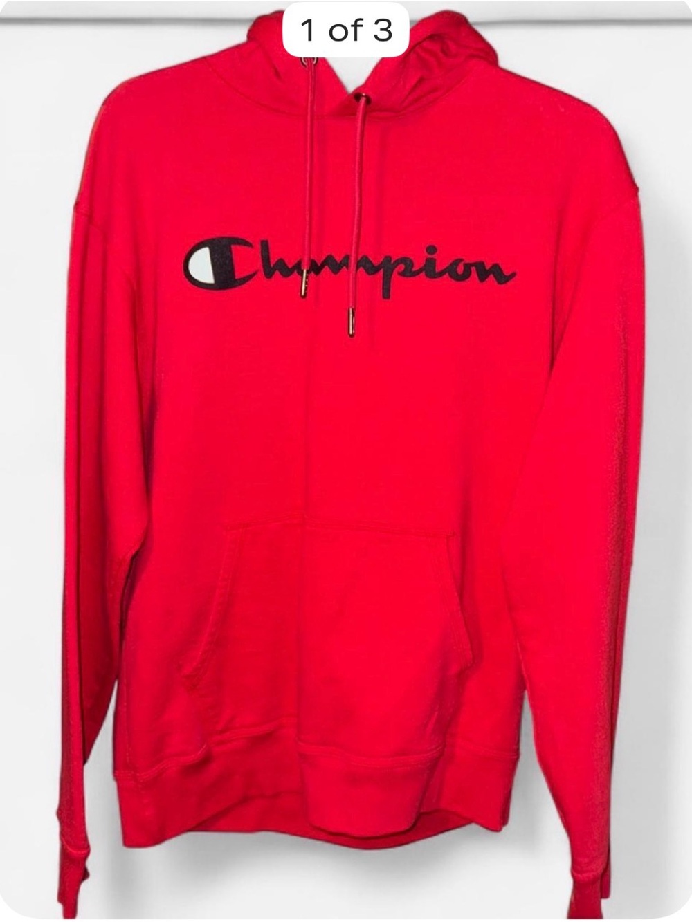 Champion Red Zip-Up Hoodie with Black Logo